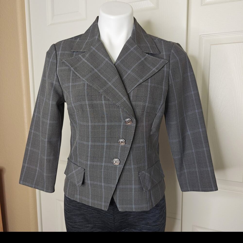 Vintage 90s A-list by Wrapper gray plaid double breasted blazer sz 5